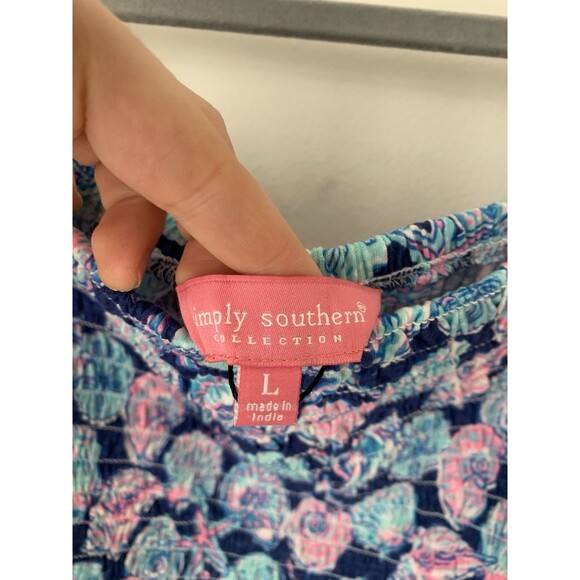 NWT Simply Southern Seashell Print 2-Piece Set Top & Skirt Blue/Pink- Size Large - Picture 5 of 14